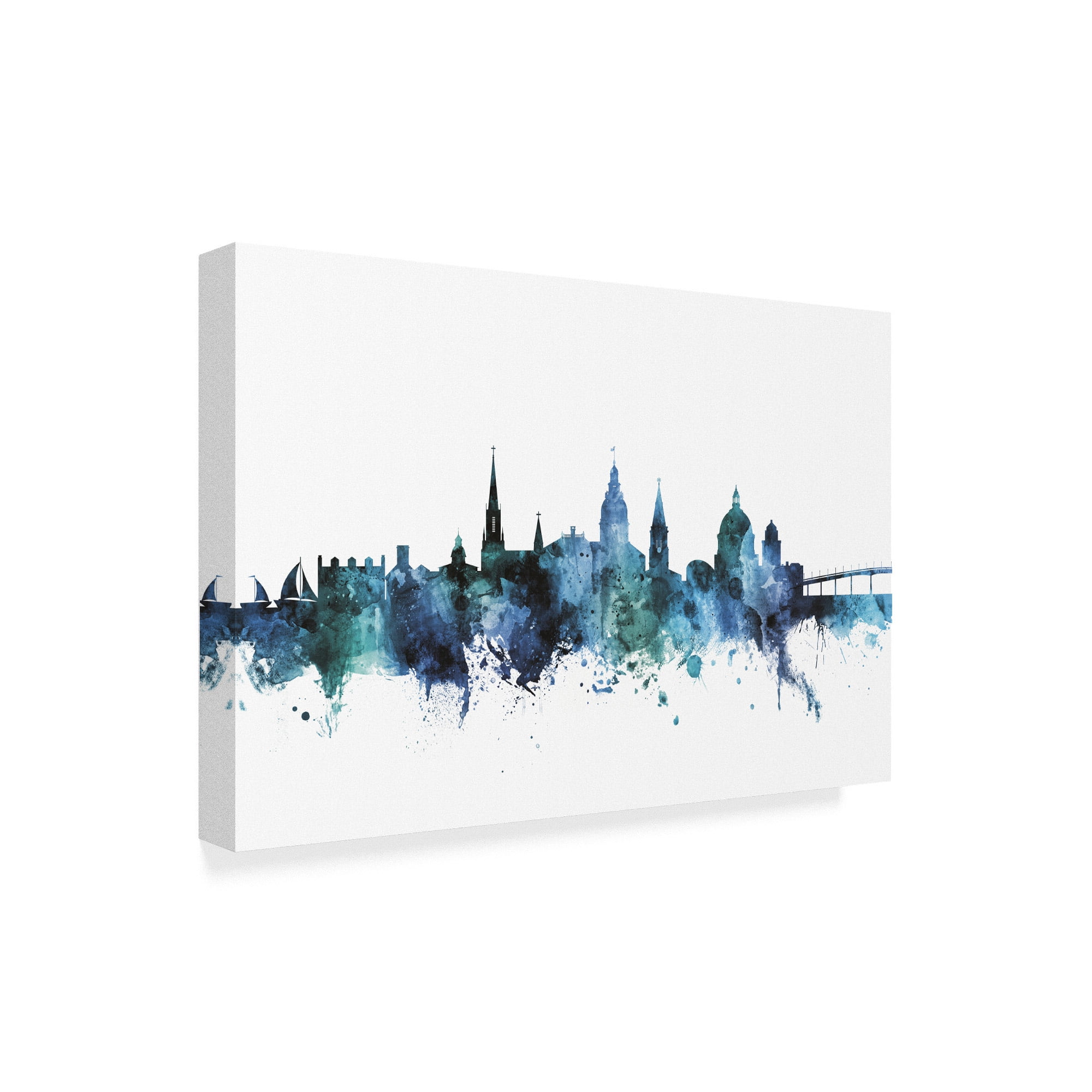 Trademark Fine Art 'Annapolis Maryland Blue Teal Skyline' Canvas Art by Michael Tompsett