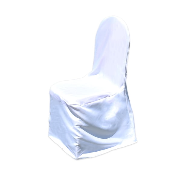 Leading Linens 20 pc White Polyester Banquet Chair Covers - Premium Durable Slipcovers for Party Events Wedding Reception Restaurant Dining Decorations