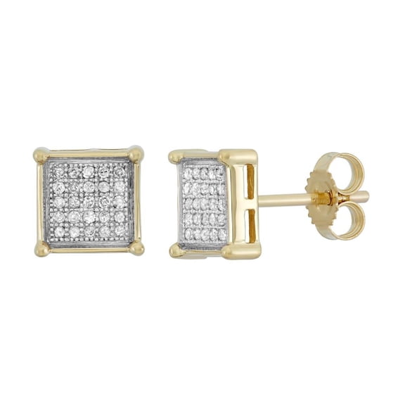 1/6 cttw 10k Yellow Gold Diamond Square EarRing (H-I, I1-I2)
