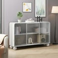 thumbnail image 4 of 47.25"Glass Storage Cabinet Floor-to-ceiling for Kitchen, Living Room, Bathroom (White), 4 of 12