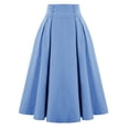 thumbnail image 2 of Wutalume Women's Casual High Waist Pleated Skirt - Vintage Button A-Line Midi Skirts for Women Daily Office and Street Wear,Light Blue L, 2 of 4
