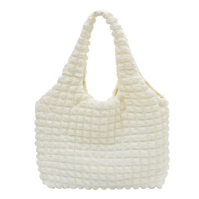 LHSHID South Korea Instagram girl foreign cloud puff flower shoulder bag women's new summer canvas simple handbag