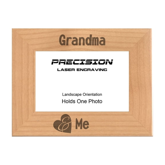 PrecisionNC Engraving Grandma Gifts Grandma and Me Grandchild with Heart Engraved Natural Wood Picture Frame 4x6 Landscape