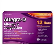 Allegra-D Allergy And Congestion For Indoor And Outdoor Allergy Relief Tablets, 10 Ea