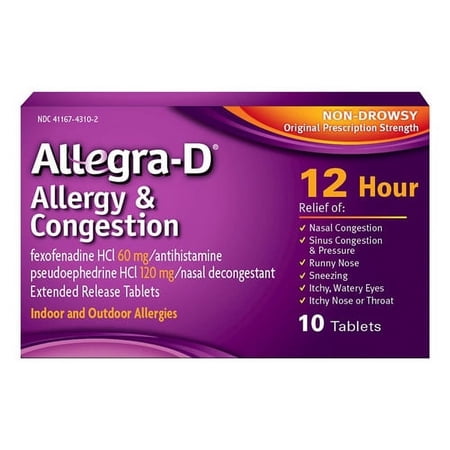 Allegra-D Allergy And Congestion For Indoor And Outdoor Allergy Relief Tablets, 10 Ea