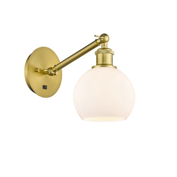 317-1W-SG-G121-6-LED-Innovations Lighting-Athens - 1 Light Wall Sconce In Industrial Style-10.5 Inches Tall and 6 Inches Wide Satin Gold Matte White