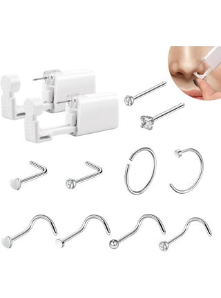 Walmeck Self Ear Piercing Tool White Self Piercing Kit Disposable Ear  Piercer with Ear Studs 