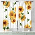 thumbnail image 3 of Sunflower Curtains for Living Room, Rusitc Farmhouse White Yellow Floral Flower Printed Retro Country Rod Pocket Small Short Kitchen Bedroom Cafe Window Drapes Treaments 2 Panel, 55x39 Inch, 3 of 4