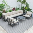 thumbnail image 6 of LeisureMod Hamilton Modern 7-Peice Modular Outdoor Sectional Aluminum Patio Conversation Set with Coffee Table & Beige Cushions, 6 of 20