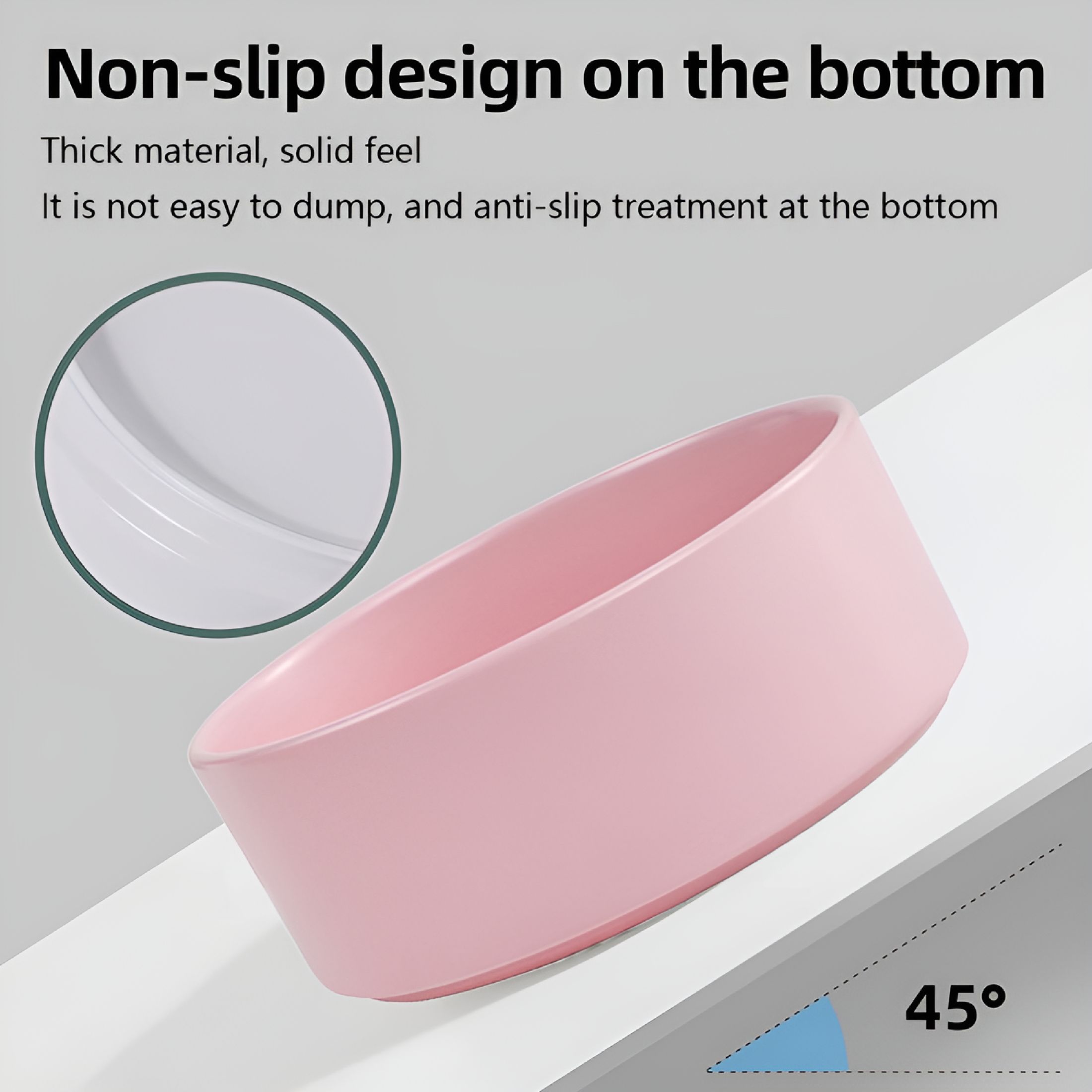 ACDANC Ceramic Stoneware Pet Bowl for Cats and Small Dogs,Classic Heavy Duty Non Slip Ceramic Cat Dish Small Animal Bowls for Food and Water - Pink