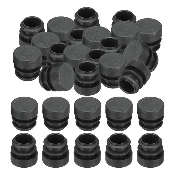Uxcell 5/8" Plastic Tubing End Caps, Round Hole Plug Insert for Round Iron Pipe Chair Leg Patio Furniture, Black 40Pcs