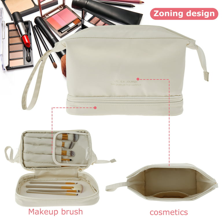 Buy T.O.G. PU Makeup Bag Storage Case Inclined Zipper Gifts Travel for  Women Girls White, Health & Beauty, Makeup
