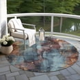 thumbnail image 5 of HomeRoots 623379 8 ft. Blue & Gold Floral Washable Transitional Indoor & Outdoor Round Area Rug, 5 of 9