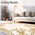 thumbnail image 2 of ODIKA 3'x5' Machine Washable Non-Slip Area Rug, Scrollwork Embossed Traditional Baroque High Traffic Rug, Gold, 475293, 2 of 7