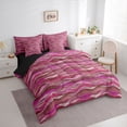 thumbnail image 3 of Homewish Girly Pink Stripes Twin Bedding Sets 7-Piece for Women, Chic Abstract Bedding Comforter Set, Modern Fashion Artwork Reversible Sheet Sets, Luxury Bedroom Decor, 3 of 7