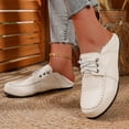 thumbnail image 5 of Rokment Women's Oxfords Dress Walking Shoes Vintage Casual Leather Lace up Flat Comfortable Soft Sole Slip on Fashion Sneakers White Size 7.5, 5 of 9
