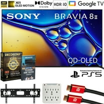 Sony K55XR80M2 BRAVIA 8 II 55" QD-OLED 4K HDR TV (2025) Bundle with CPS Exclusive 26 Month Protection, Wall Mount, 2x HDMI Cables, Surge Adapter & Deco Gear Complete Home Theater Beginner's Guidebook