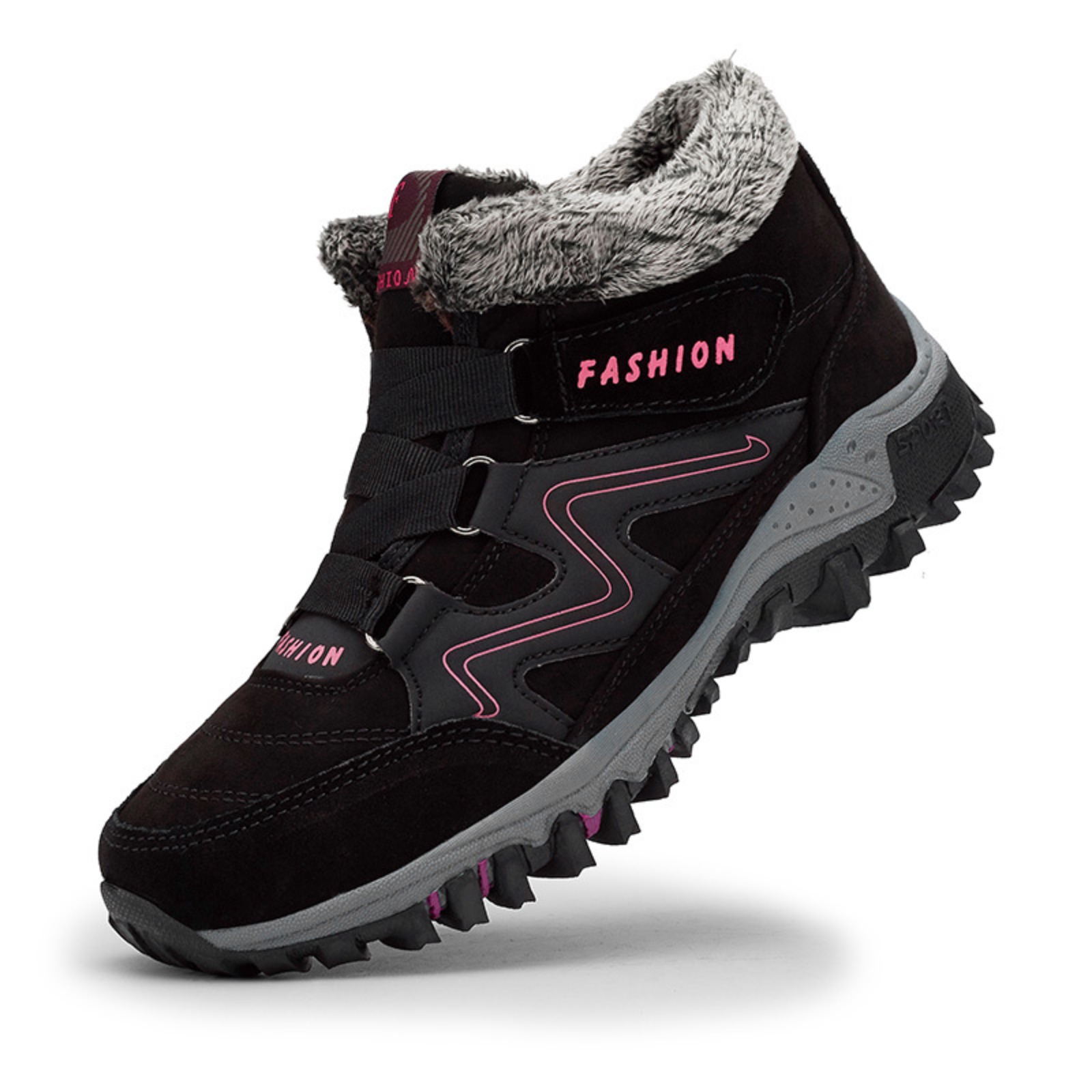 Women’s Winter Snow Boots Outdoor Warm Fleece-Lined Waterproof Ankle Boots, Non-Slip Thick Sole Cold Weather Hiking Boots, Lightweight Insulated Mid-Top Trekking Walking Winter Shoes for Adults