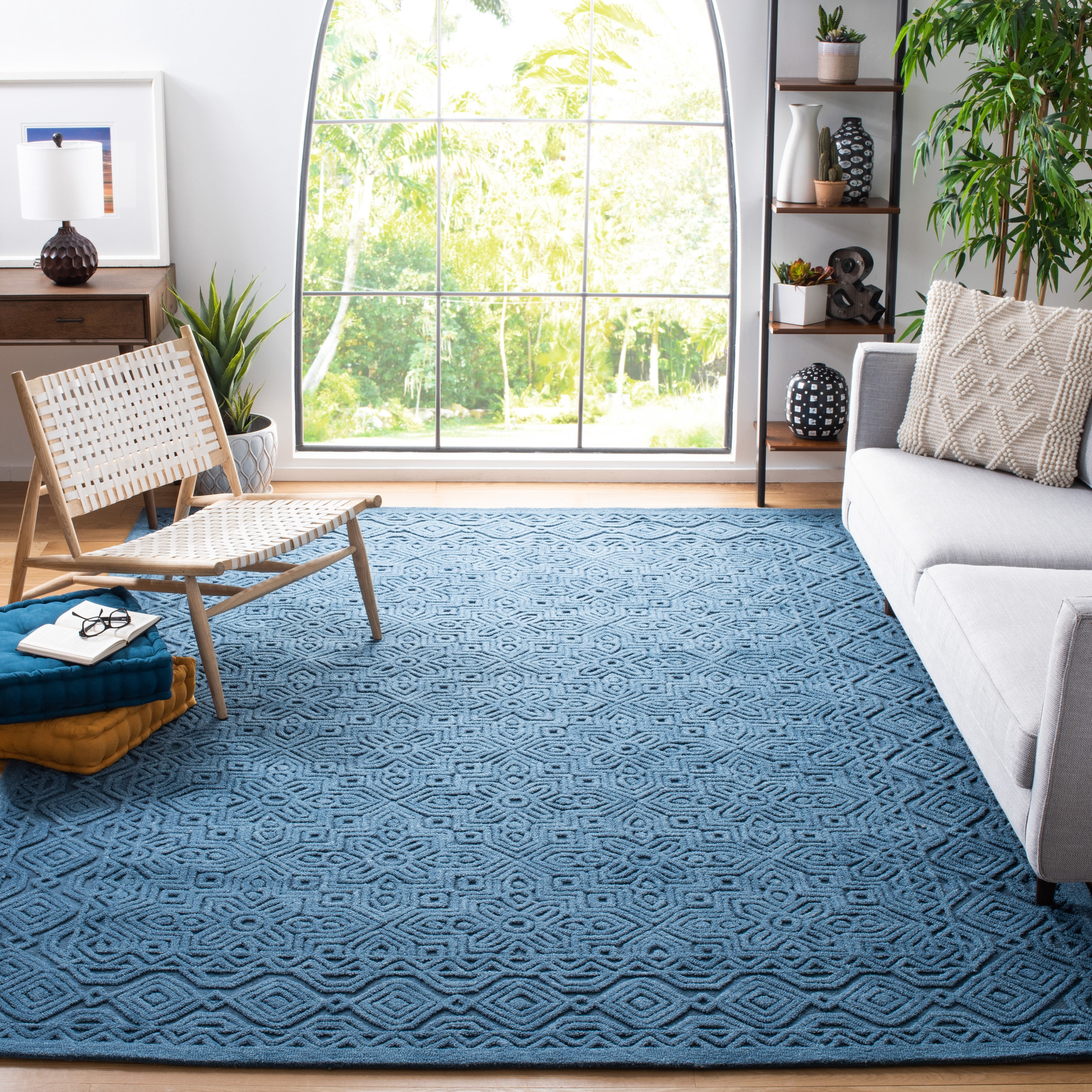 SAFAVIEH Textural Dinah Geometric Area Rug, Dark Blue, 8' x 10'