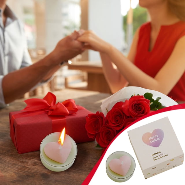 Velas En Forma De Corazón Velas de té perfumadas redondas en forma de corazón para decoración de fiestas de cumpleaños (1 unidad) JASKFLY