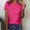 Hot Pink, variant on YHAJDS Women's Shirts Solid Color Round Neck Loose Short Sleeve Casual Everyday Top