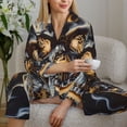 thumbnail image 5 of Xecao Fiery Skull Trio Print Women Pajamas Set Soft Sleepwear Pjs long Sleeve Button Down Nightwear with Long Pants, 5 of 6