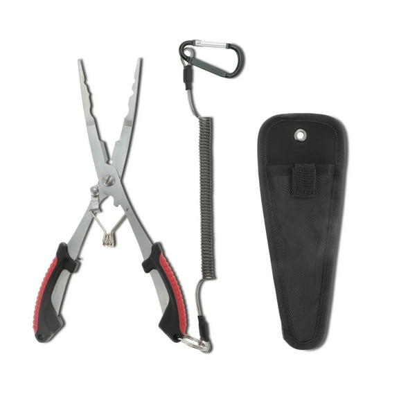 Unique Bargains Fishing Pliers Stainless Steel Fishing Pliers Hook Remover Needle Nose Pliers Fishing Versatile Fishing Tool with Nonslip Grip Red 1 Set