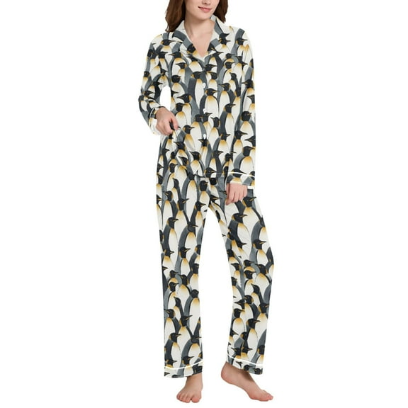 joogoo Pajamas Set for Women Penguins Pattern Long Sleeve Pjs Loungewear L