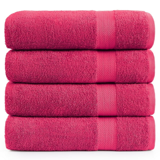 Toallas de Baño para - Juego Premium Algodón, Toalla Secado Rápido, Hotel Lujo 4 (28" x 54") Fucsia