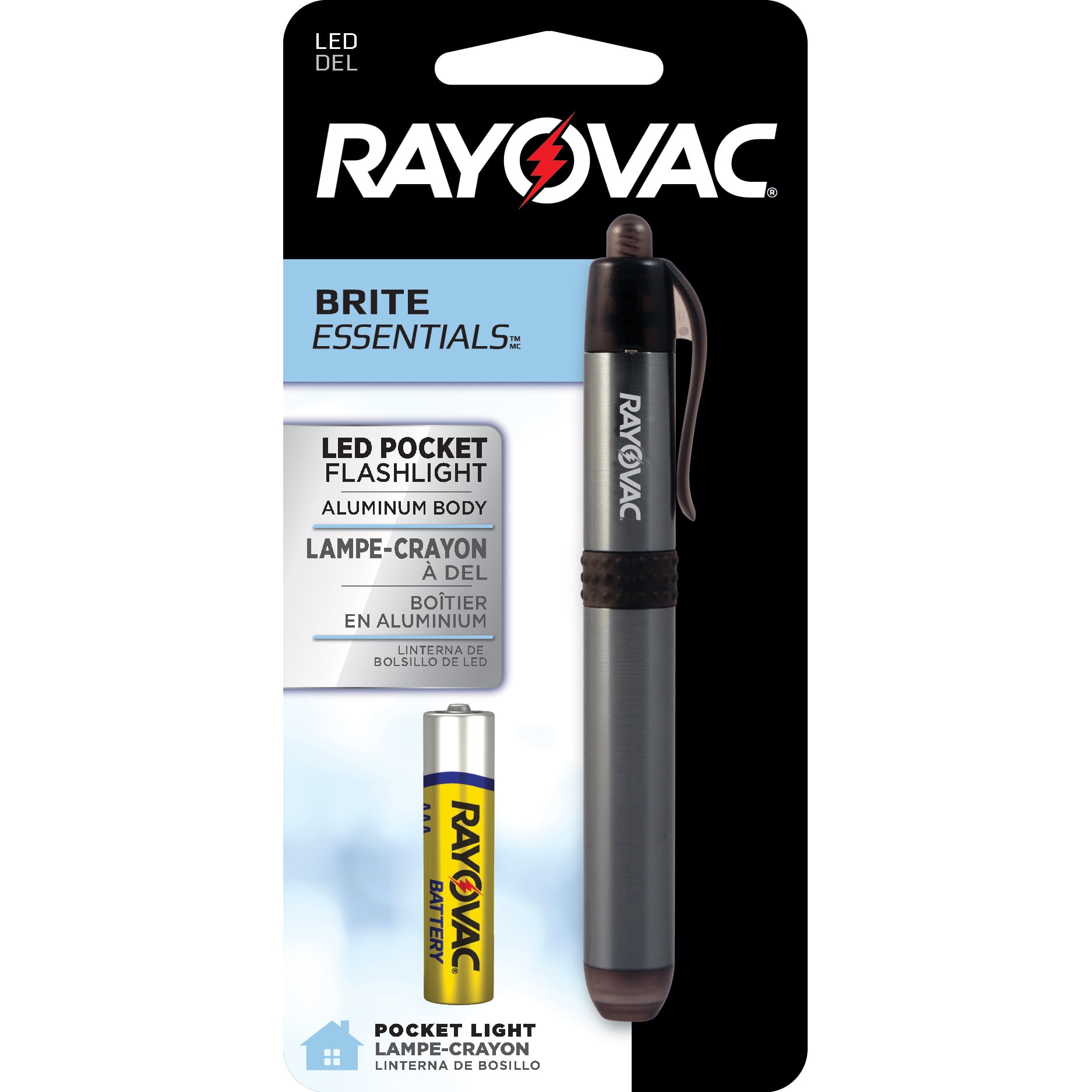 Rayovac LED Pocket Flashlight, 3 Lumens, 1 AAA Battery Included