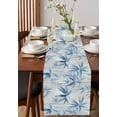 thumbnail image 4 of Blue Botanical Table Runner Cotton Linen 90 Inch Holiday Dresser Scarves, Modernism Watercolor Leaves Art Tablerunner for Kitchen Coffee Dining Bedroom Home Living Room Dinner Scarf Décor 13''x90'', 4 of 9