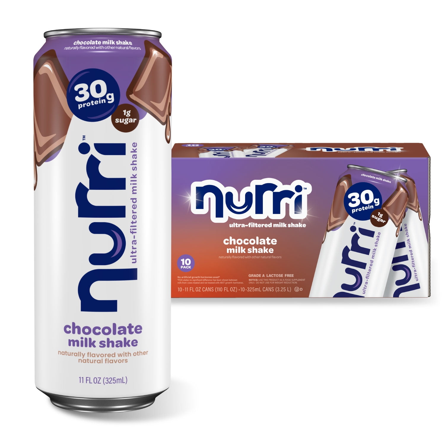 Nurri Ultra-Filtered Milkshake, 30g of Protein, Chocolate, 11 fl oz Can (Pack of 10)