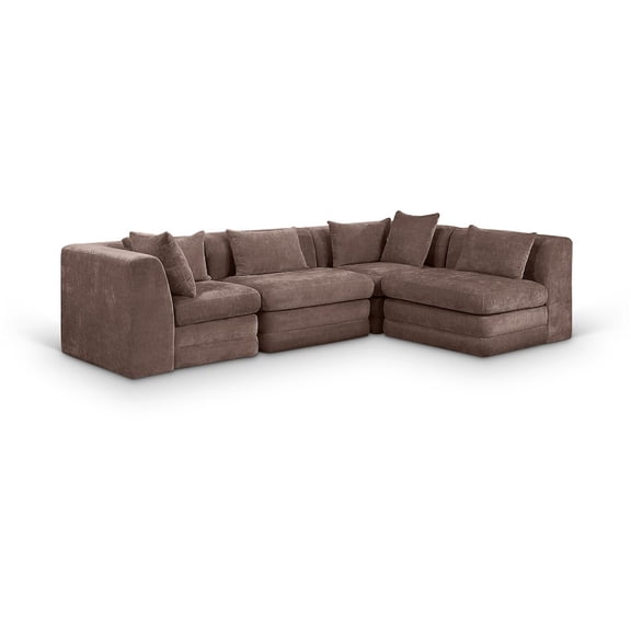 Meridian Furniture Stellar 114" Brown Chenille Fabric Upholstered 4Pc. Modular Sectional