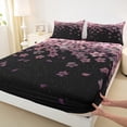 thumbnail image 3 of Homewish Cute Cartoon Sakura Twin Sheet Sets,Japanese Cherry Blossom Twin Fitted Sheet,Pink Black Flat Sheet For Girl,Breathable Home Decor,3 Pieces, 3 of 7