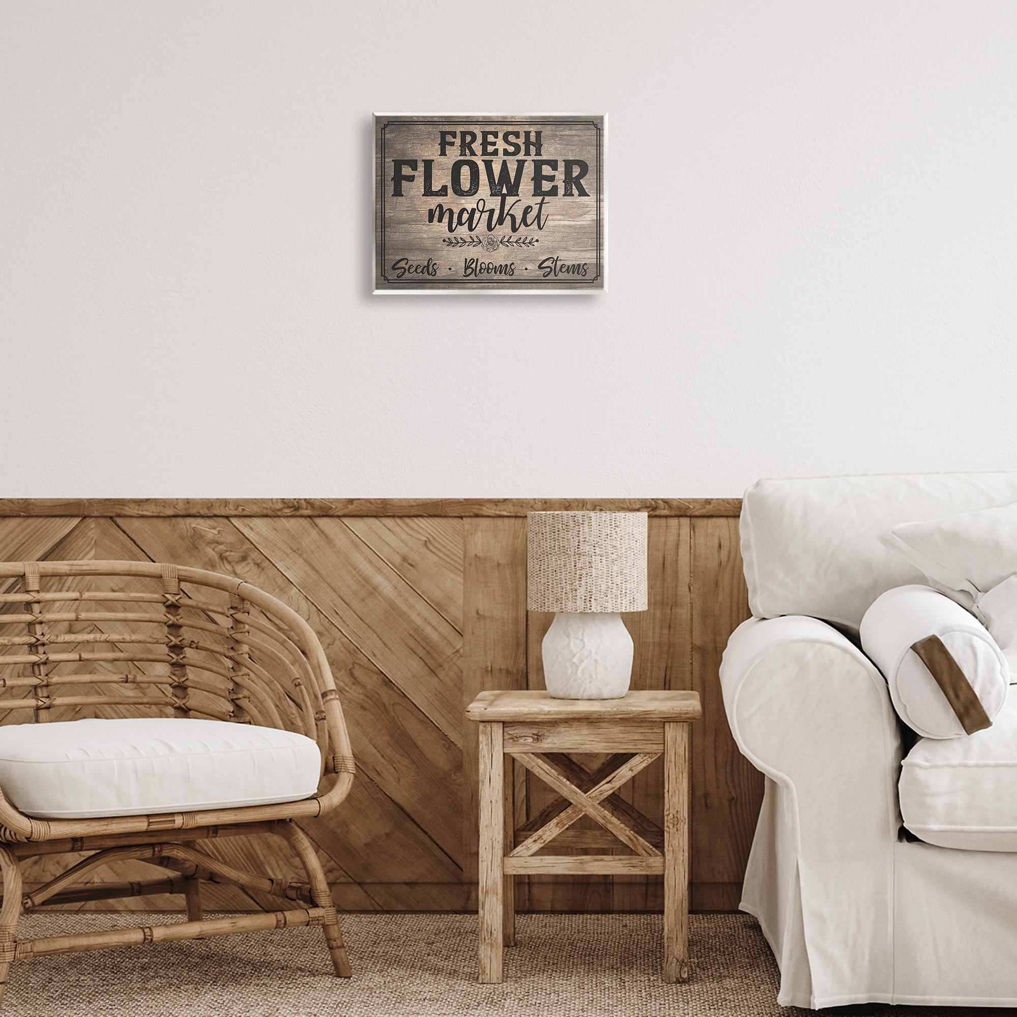Stupell Industries Rustic Flower Market Text & Numbers Painting Unframed Art Print Wall Art, 14 x 11