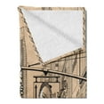 thumbnail image 2 of Jazz Music Soft Flannel Fleece Throw Blanket, Singer Double-Bass Player in a Street of New York Urban Lifestyle Image, Cozy Plush for Indoor and Outdoor Use, 70" x 90", Brown Beige, by Ambesonne, 2 of 5