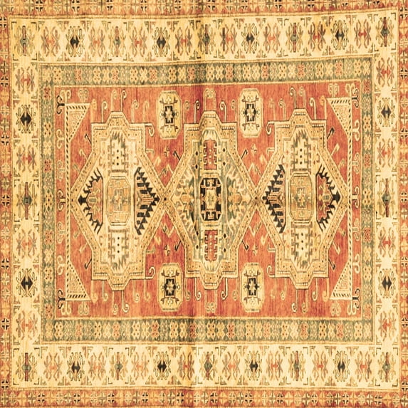 Ahgly Company Indoor Square Geometric Brown Traditional Area Rugs, 5' Square