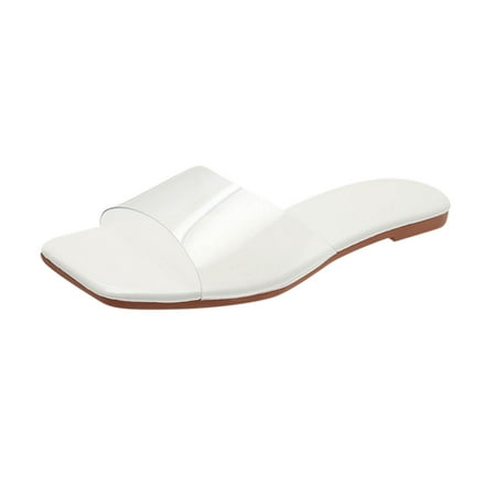 KBODIU Womens Sandals Mothers Day Gifts Flats Shoes Beach Comfortable Walking Non-Slip Causal Slippers Flat Sandals for Women Dressy Summer Clear 36