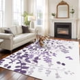 thumbnail image 2 of 5'x7' Area Rugs for Living Room Bedroom, Purple Leaves Washable Rug Carpet Runner Indoor Outdoor, Summer Botanical Non Slip Floor Mats Area Rug for Kitchen, Nursery, 2 of 8