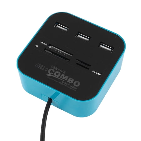 Unique Bargains 3 Port Powered USB 2.0 Hub Expander + Multi Memory Card Reader Combo