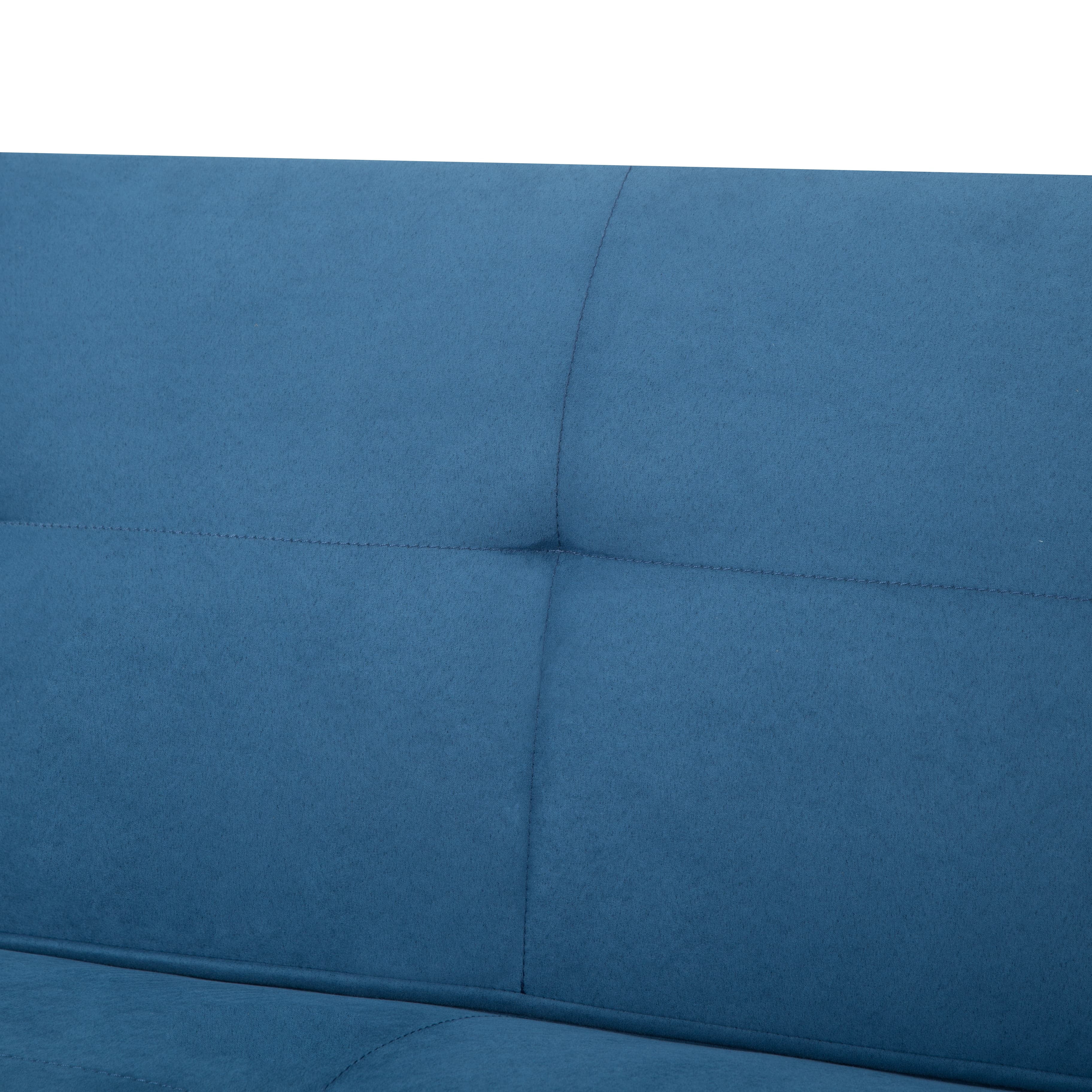 Gewnee 73.6" Futon Convertible Sofa Bed,with 3-Position Adjustable Backrest,Faux Suede Upholstery,Quick & Easy Assembly,Twin-Size Sleeper Sofa(Blue)