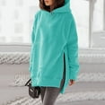 thumbnail image 2 of Hooded Pullover Split Hem with Pocket Hooded Sweatshirt Long Sleeve Thick Oversize Hoodie for Women, 2 of 6
