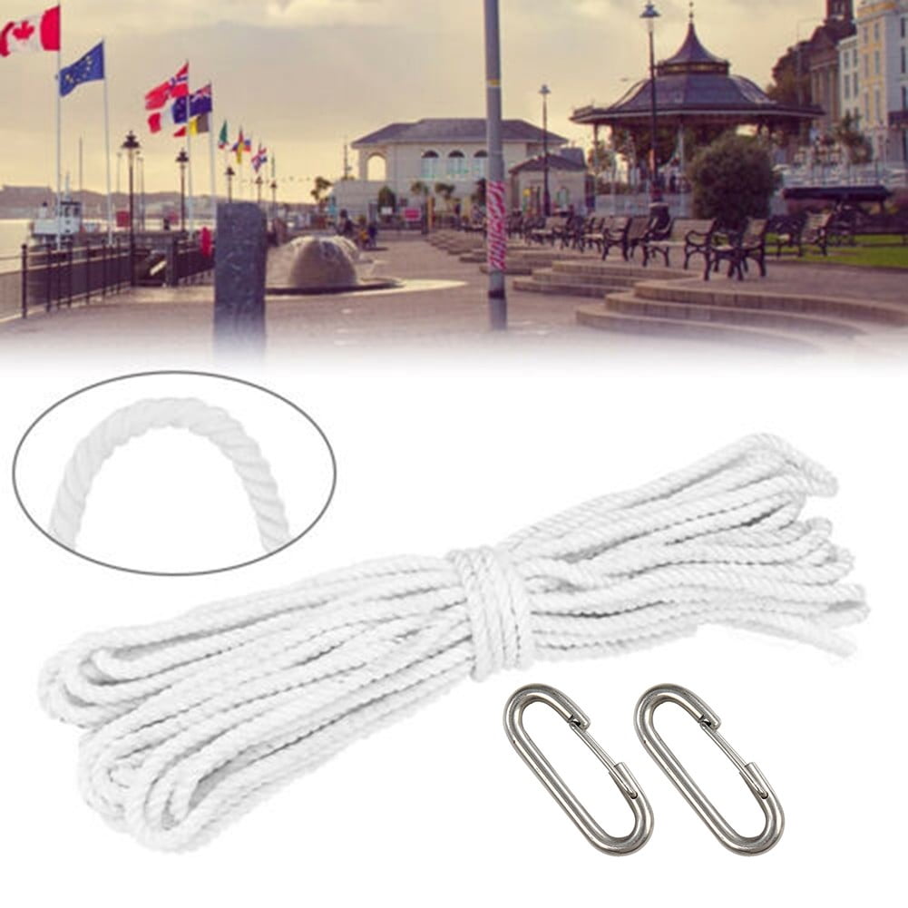 Flag Pole Parts Nylon Braided Rope Hooks Flagpole Accessory Kit Outdoor 