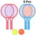 thumbnail image 4 of EeaseCA 2 Sets Small Size Childrens Tennis Racket Set Kindergarten Leisure Plastic Tennis Racket with 4pcs Tennis Balls for Boys Girls (Red + Blue), 4 of 7