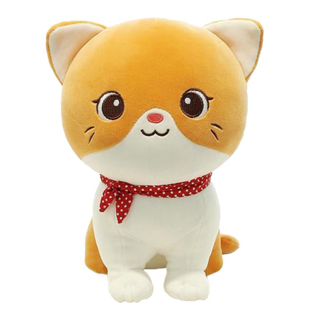 Muñeco de peluche de gato de dibujos animados, lindo gatito de peluche, juguete de trapo, cojín elástico suave para sofá, regalo de cabecera para niñas, 24 cm, gato amarillo