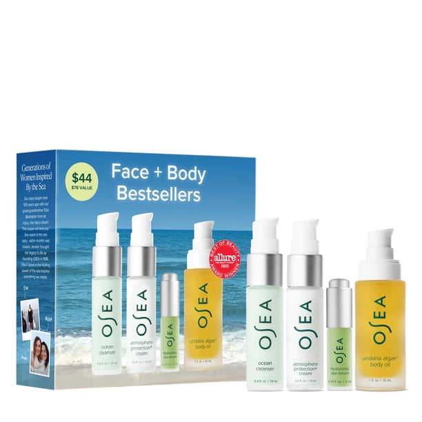 Set de cuidado de la piel OSEA, kit de viaje facial y corporal de 4 piezas