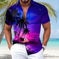 thumbnail image 2 of IWRICH Hawaiian Shirts for Men Casual Button down Tees Short Sleeve Graphic Printed Vacation Summer Tops Purple XXL, 2 of 4