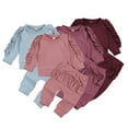 thumbnail image 3 of Esaierr 2PCS Newborn Baby Girls Sweatshirt and Jogger Set Cotton Ruffles Sweatsuit Outfits Spring Fall Solid Color Long Sleeve Long Pants Set Size 0-24 Months, 3 of 9