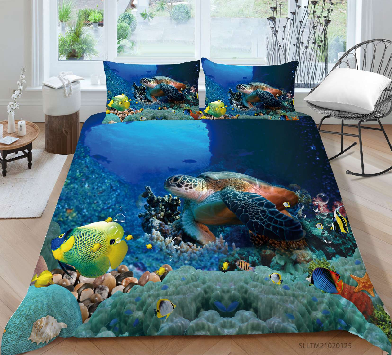 Sea Turtle Bedding Set, Full Size, Ocean Turtle Themed Comforter Cover