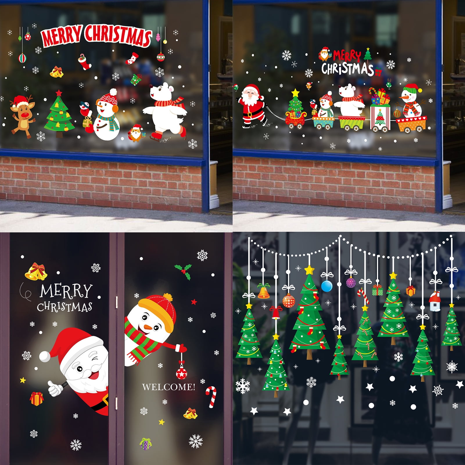 Merry Christmas Window Wall Sticker Decals Snowflake Santa Claus Home Xmas Decor 
